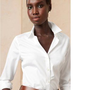 Banana Republic Women's Button-Down Business Shirt, White, Size 6